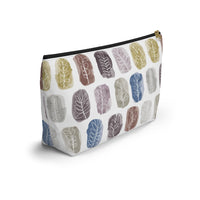 Watercolor Leaf Stamp Accessory Pouch w T-bottom in Purple